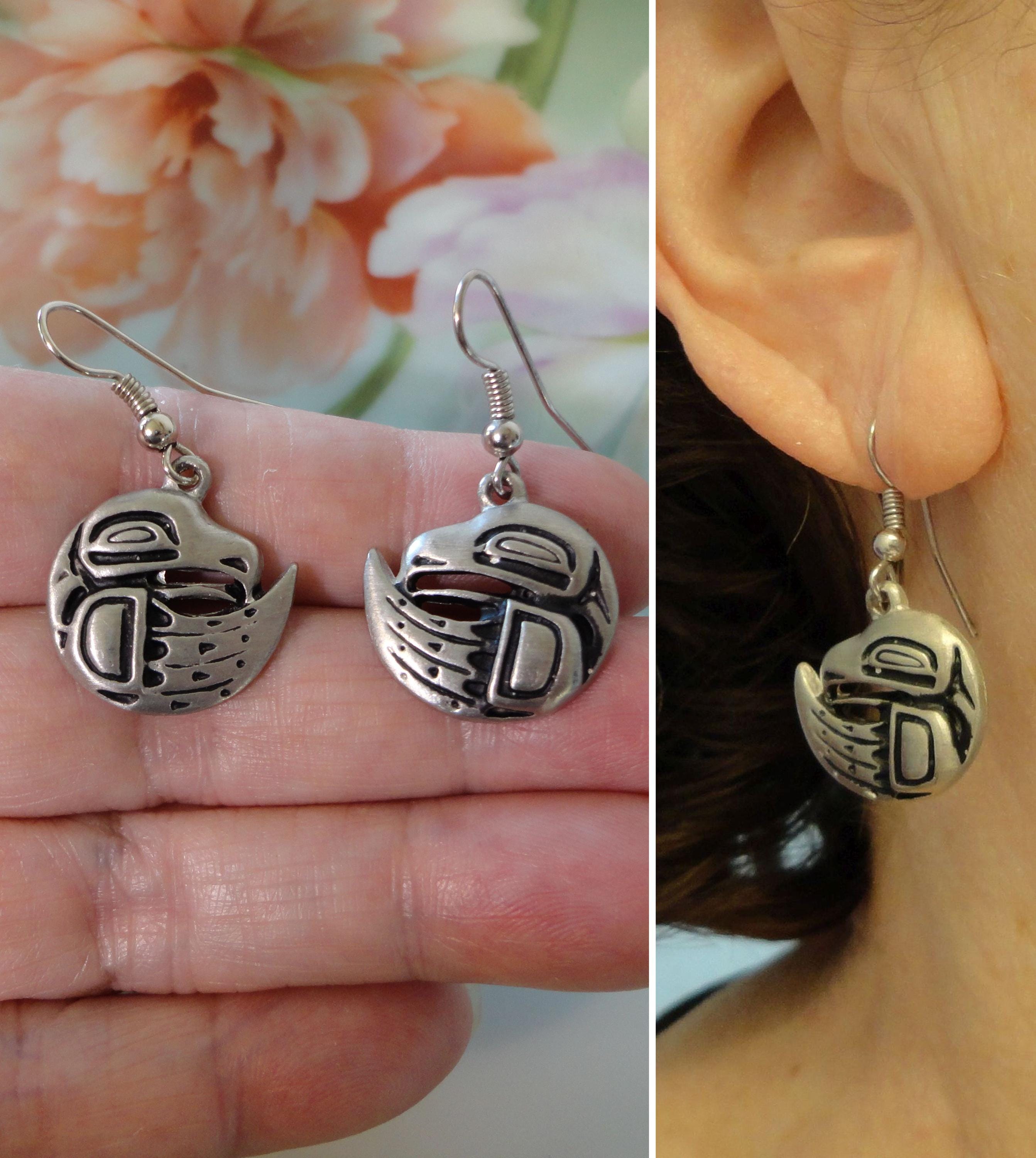 FREDERICK Pewter Eagle Earrings Design by Gitxsan First Nations
