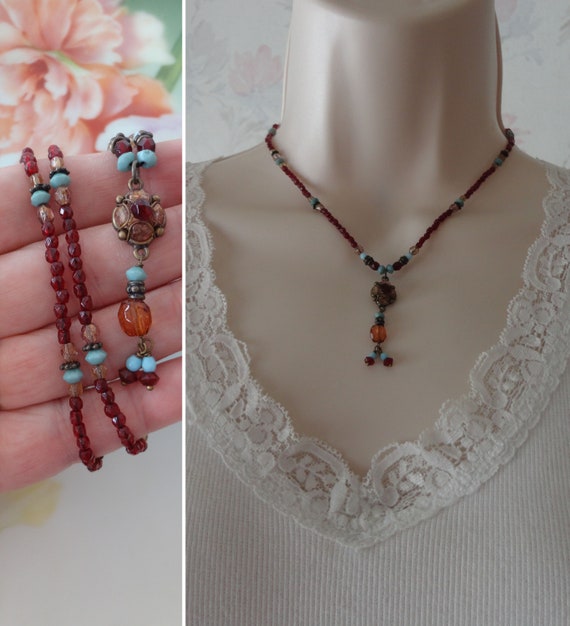 Beaded drop necklace sale