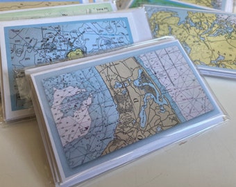 Orleans-Nauset-Rock Harbor-Town Cove-Eastham-Great Pond-Vintage Cape Cod-Chart Map Gift Enclosure Mini Cards-Barnstable Cty-Massachusetts