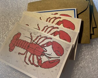 Lobster Gift Enclosure Cards - with Overlays -Variety Pack -Atlantic Lobster-Maine Lobster-Restaurant Gift Card - Mini Card-Nautical