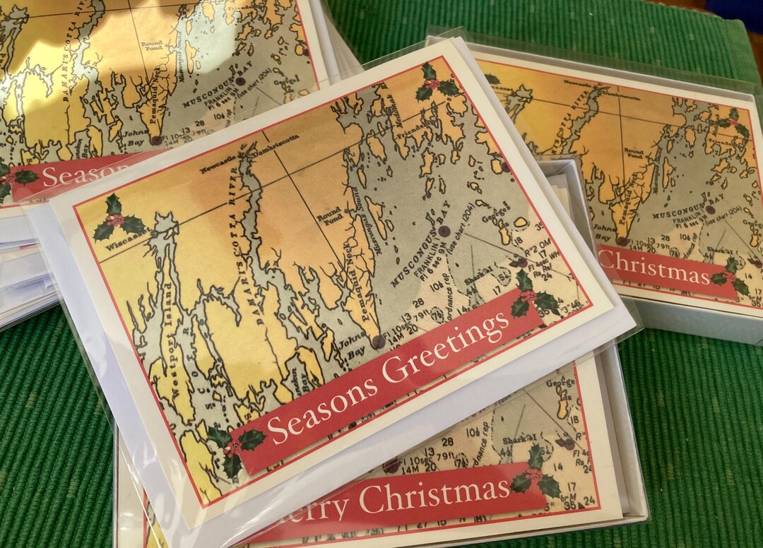 Midcoast Maine Chart Greeting Cardspemaquid Neckround Pondwiscasset