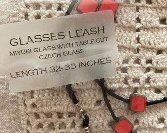 Glasses Leash/Lanyard-Czech Table Cut and Matte Miyuki Beads -32-33 Inches