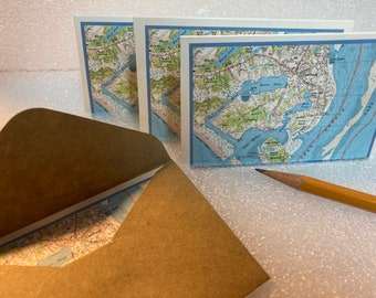 Chatham Cape Cod Chart Gift Enclosure Mini Cards-Stage Harbor-Hardings Beach - Oyster Pond - Barnstable Cty-Massachusetts Vintage Map