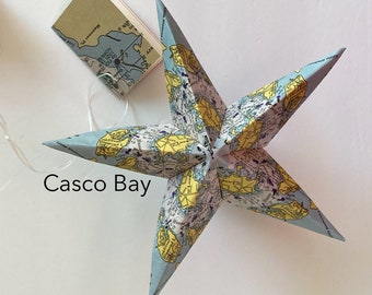 Maine Chart Stars - 5 Ray- Vintage Coastal Maine -  Casco Bay -Fox Islands-North Haven-Vinalhaven-Barnstable Cape Cod- Mainemade