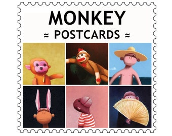 Postcard 6-pack MONKEYS