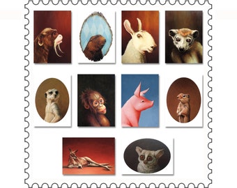 10 postcard giftpack HATLESS ANIMALS