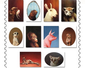 10 postcard giftpack HATLESS ANIMALS