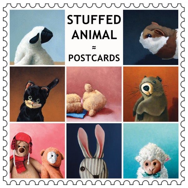 Paquet de 6 cartes postales Animaux en peluche