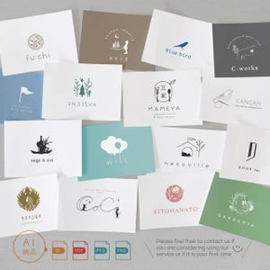 May include: A collection of business cards with various logos and text. The cards feature designs with illustrations of a bird, house, tree, and other graphics. The color palette includes white, blue, green, and brown. The cards also display file type icons and the text "Please feel free to contact us if you are considering using our service or if it is your first time."