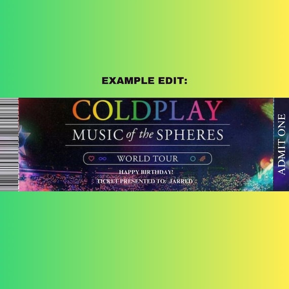 Editable Coldplay Music of the Spheres Canva Concert Ticket