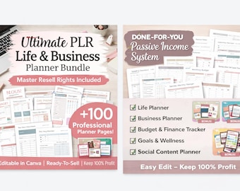 Ultimate PLR Life & Business Planner Bundle | Master Resell Rights | Canva Editable | Budget Planner | Wellness | Goals | Passive Income Sys