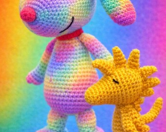 Wzór szydełkowy na Snoopy'ego i Woodstocka z serii Peanuts, wzór na Snoopy'ego amigurumi, samouczek na Snoopy'ego i jego przyjaciela, pluszowe Snoopy'ego,