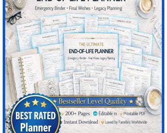 ULTIMATIVER End-of-Life Planer | 200+ Seiten Notfallmappe • Letzte Wünsche • Vermächtnis- und Beerdigungsplanung • Bearbeitbare Canva + druckbares PDF