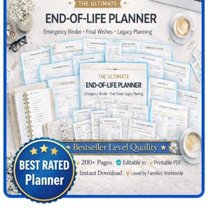 ULTIMATE End-of-Life Planner | 200+ Page Emergency Binder • Final Wishes • Legacy & Funeral Planning • Editable Canva + Printable PDF
