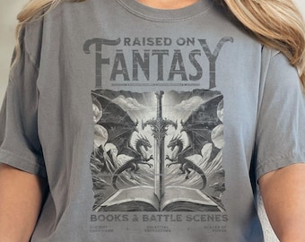 Fantasy Reader Comfort Colors Shirt, Dragon Tshirt, Dark Academia Tee, Book Lover Gift, Fairycore Shirt, Fantasy Book Lover Shirt