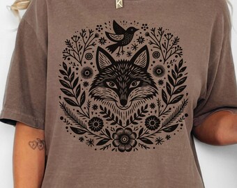 Woodland Wild Fox Shirt, Vintage Folklore Fox Shirt, Cottagecore Fox Tee, Goblincore Tee, Fox Lover Shirt, Boho Fox Tee, Nature Lover Shirt