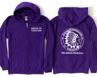 Choctaw Mardi Gras Logo Zip Up Hoodie
