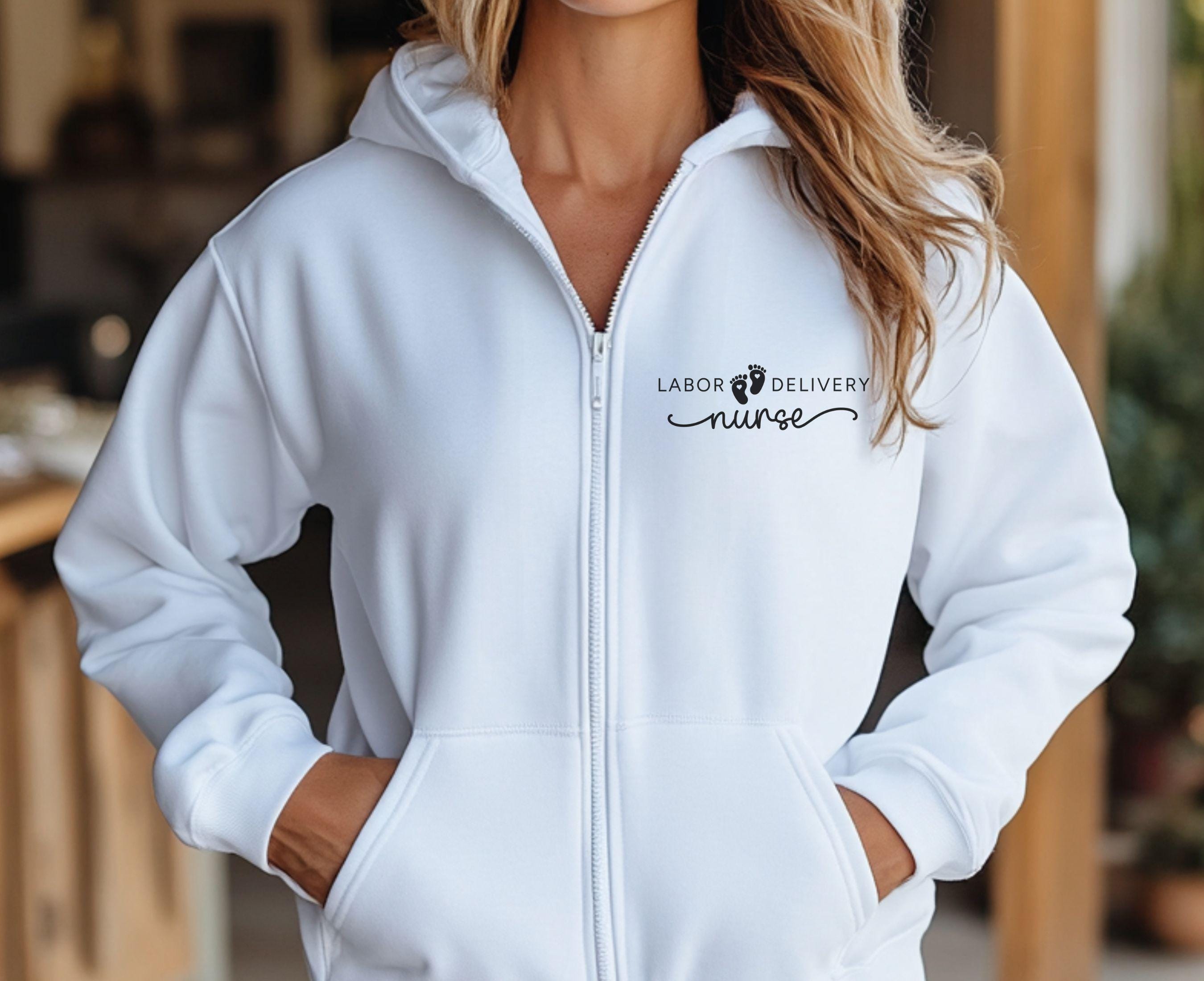 Labor and Delivery Full Zip Hoodie Sweatshirt, L&D Nurse Jacket, PEDS Nurse Zip Up, Registered Nurse Zipper Jacket, PICU Nurse Sweatshirt,