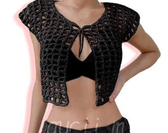 Top corto in rete all'uncinetto, bikini, copricostume, top in rete all'uncinetto, top all'uncinetto, modello all'uncinetto, modello in rete, modello per top corto, MODELLO ALL'UNCINETTO PDF