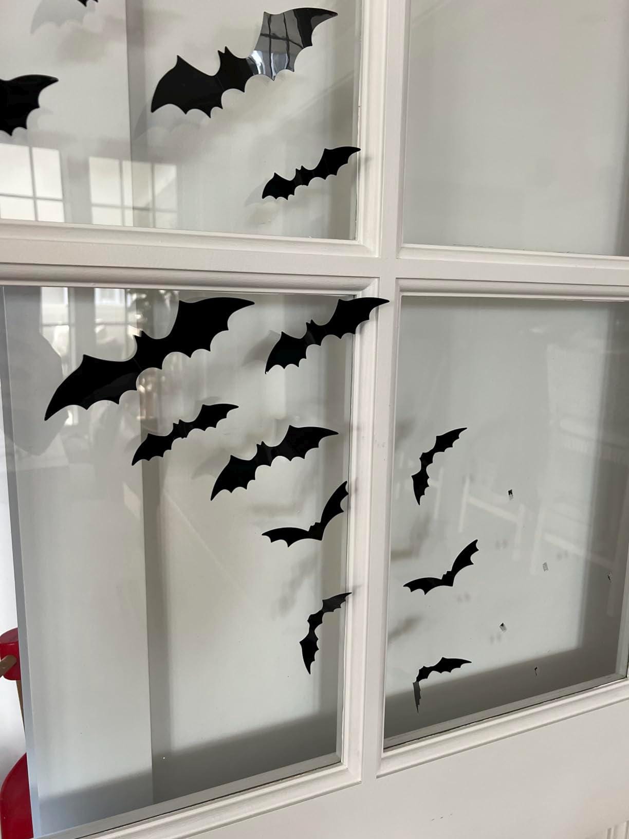 120 Decorazioni Halloween A Forma Di Pipistrello 3D: Adesivi In PVC Nero Di 8 Misure Per Interni Ed Esterni, Fai Da Te