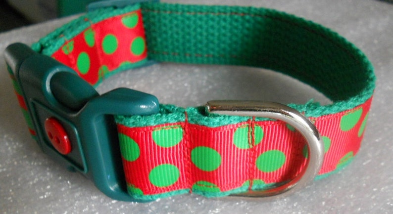 Colorful Puppy Red and Green Dog Collar Red and Green Dots,Holiday