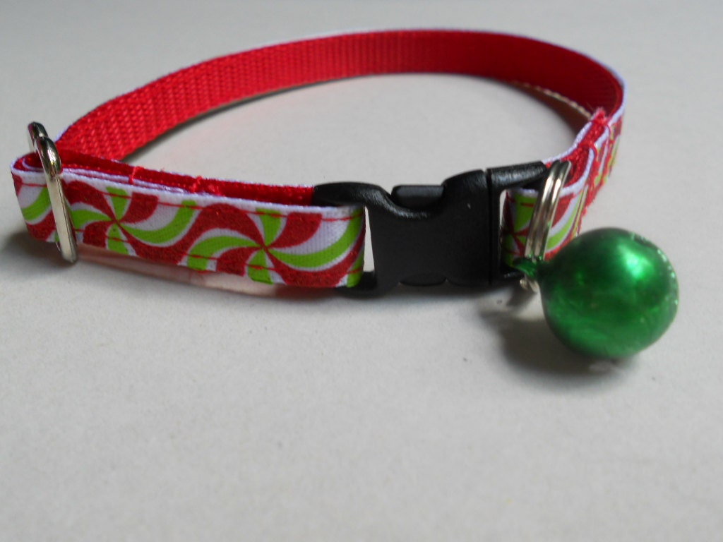 Christmas Breakaway Cat or Kitten Collar Sparkly Peppermint Etsy