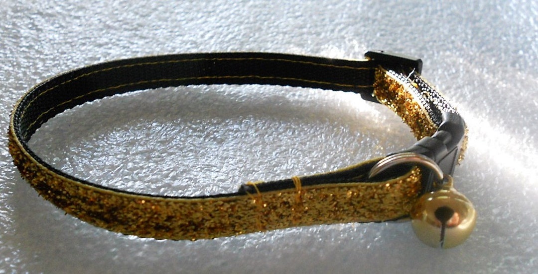 Gold Glitter Cat Collar Kitten Safety Collar Gold Etsy