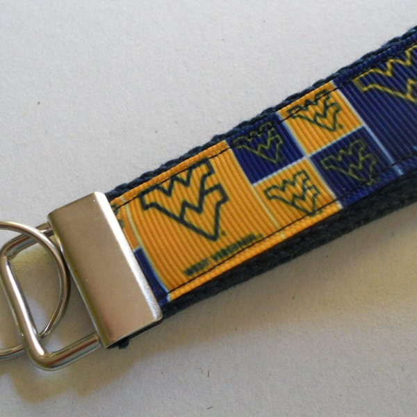 West Virginia University Inspired and Themed Wristlet Key Fob, WVU team logo
