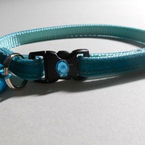 Plush Velvet Cat or Kitten Breakaway Collar - Teal/Bling Collar
