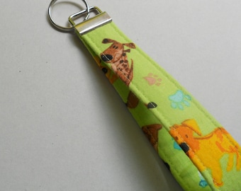 Dog Fabric Wristlet, Key Fob, Accessory