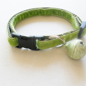 Plush Velvet Cat or Kitten Breakaway Collar -  Spring Green