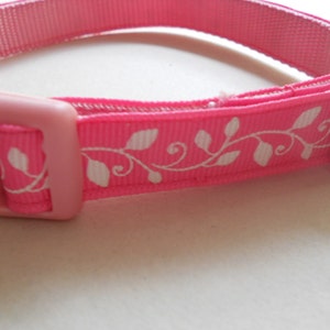 Pink Ribbon Dog Collar - 5/8&quot; wide, Puppy, Small Dog, Girl Dog or Puppy