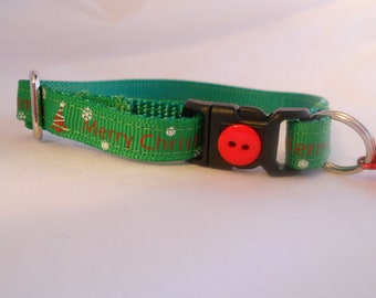 Christmas Cat or Kitten Breakaway Collar - girl cat, boy cat, Tiny dog, Holiday,  red and green collar