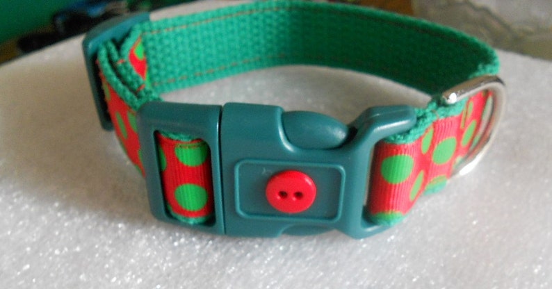 Colorful Puppy Red and Green Dog Collar Red and Green Dots,Holiday