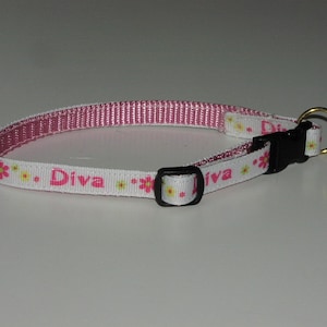 Diva Girl Cat or Kitten Safety Collar, Breakaway Collar, Spoiled Cat
