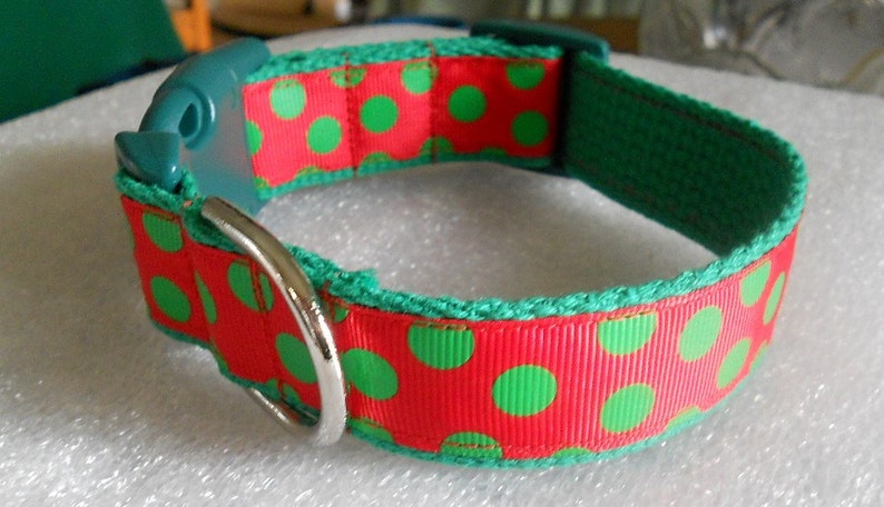 Colorful Puppy Red and Green Dog Collar Red and Green Dots,Holiday