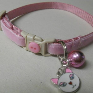 Velvet Girl Cat or Kitten Breakaway Collar - Light Pink/Kitty Bling