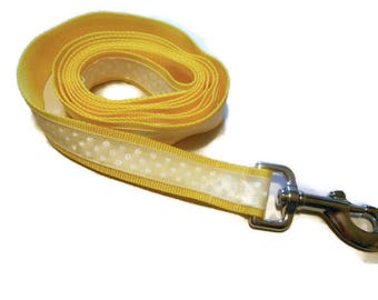 Gelbe und weiße Polka Dot Leine/Passendes Halsband verfügbar/Bändchenleine