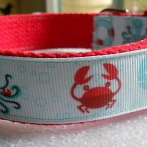 Beach Dog or Puppy Collar - Nautical Theme Ribbon, Seashore, Summer, Colorful