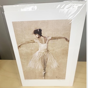 DEUX cartes ballerines, toutes nouvelles « Bourrées I » par Mary Dulon, carte d'art canadien unique, carte ballerine avec enveloppe, espace intérieur vierge, pellicule plastique