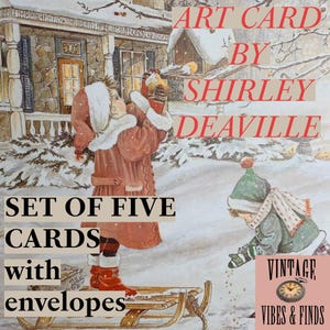 Cinque biglietti di Natale vintage, beneficenza – Un biglietto di Natale commovente di Shirley Deaville, buste, firmate, vuote all'interno, in copertina di plastica