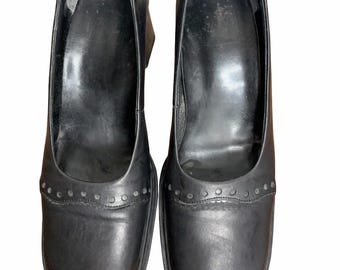 Più di Servas Black Leather Pumps – Size 9.5, Nero Lammnappa, Italian Luxury Heels, Vintage heels, Vintage Italian, in Original Box