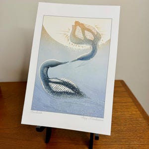DOIS cartões de arte Roy Tomlinson – Impressão de vida selvagem 'Kudlulik' Loon – Cena da natureza canadense – Cartão comemorativo colecionável com envelopes, em branco por dentro