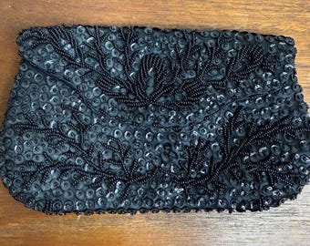 Bolso vintage con cuentas – Bolso de noche negro con cuentas de los años 50 – Clutch estilo Hong Kong – Bolso formal retro, Clutch de noche MCM