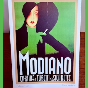 DEUX Cartes d'art Modiano 1935, illustration vintage de Franz Lenhart - Art publicitaire rétro - Graphisme de collection et enveloppes, intérieur vierge