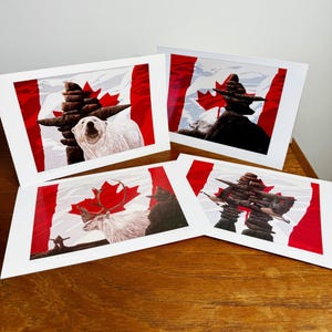 Cartes de voeux de la faune canadienne – Illustrations de Kenneth Kirby – Cartes nature vierges – Ours polaire, caribou, Bernache du Canada et loup, enveloppes incluses