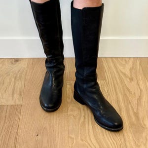 Vintage Cole Haan Leather Boots, Black Knee High Nike Air Boots, Women’s Size 9.5, Riding Style Vintage Boots, Minimalist Tall Leather Boots
