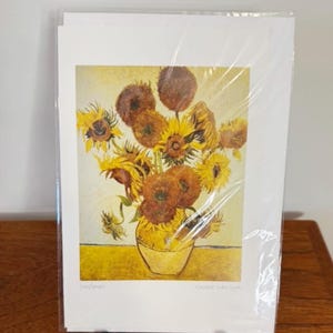 Jeu de cartes d'art Tournesols Van Gogh, papeterie florale postimpressionniste emblématique avec enveloppes, vierges à l'intérieur, dans une couverture en plastique