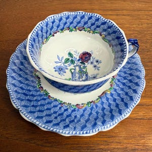 Vintage Copeland Spode &quot;Portland Vase&quot; Tea Cup, Saucer, Blue & White China, Antique English Porcelain, Crazing Present, Collectible Tea Set