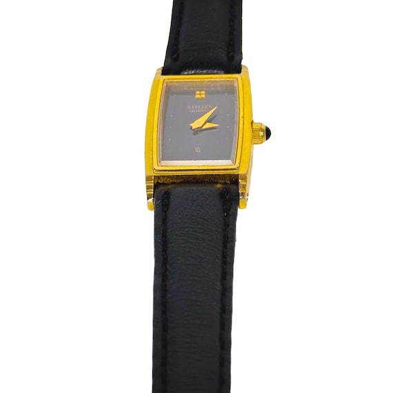 Vintage Citizen Quartz Watch – Gold Tone Case, Black Dial  display picture 1